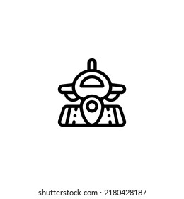 Airplane Plane Flight landing and take off place airport Outline Icon, Logo, and illustration Vector