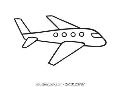 Airplane or plane icon doodle hand drawn. Outline airplane or plane line drawing clipart symbol. Vector illustration