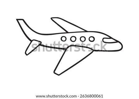Airplane or plane icon doodle hand drawn. Outline airplane or plane line drawing clipart symbol. Vector illustration