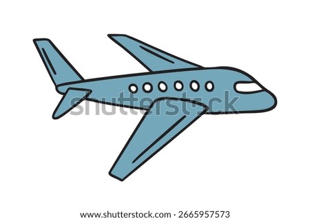 Airplane or plane icon doodle hand drawn. Cartoon plane or plane line drawing clipart colorful symbol. Vector illustration