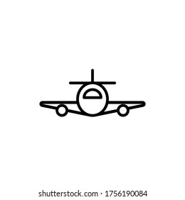 Airplane, plane icon line. Travel agency badge logo design on isolated white background. Eps 10 vector