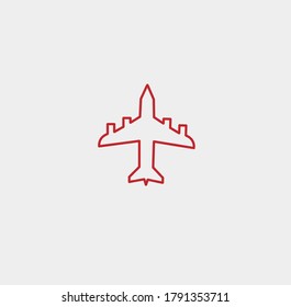 Airplane, Plane Icon Logo Vector Isolated. Public Transportation Icon Set. Editable Stroke and Pixel Perfect.