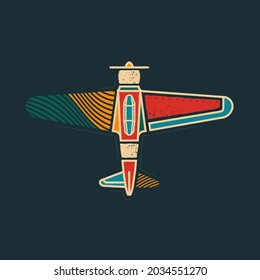 Airplane. Plane. Poster. Print. Line Art Design. Modern abstract concept. Logo. Multicolored abstract art. Geometric.