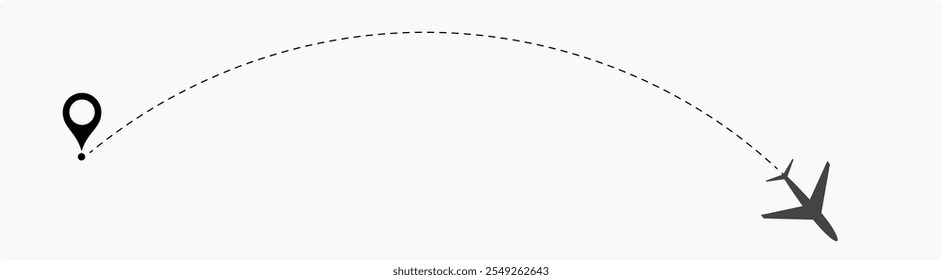 Airplane Plane routes line set. Planes dotted flight pathway. Plane paths. Aircraft tracking, planes, travel, Flight route with start point and dash line trace for plane isolated vector illustration