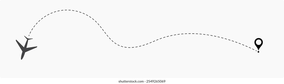 Airplane Plane routes line set. Planes dotted flight pathway. Plane paths. Aircraft tracking, planes, travel, Flight route with start point and dash line trace for plane isolated vector illustration