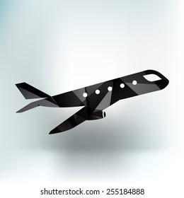 Airplane Plane symbol Travel icon Flight flat label