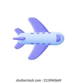 Airplane. Plane Toy. 3d Vector Icon. Cartoon Minimal Style.