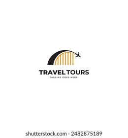 Airplane, plane, travelling, tourism, spot, navigation, geo location, pin logo design