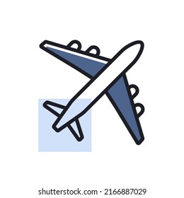 Airplane or plane vector isolated icon. Graph symbol for travel and tourism web site and apps design, logo, app, UI