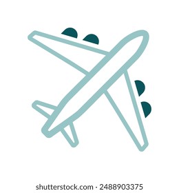 Airplane or plane vector isolated icon. Graph symbol for travel and tourism web site and apps design, logo, app, UI