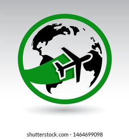 airplane, planet earth, vector illustration 