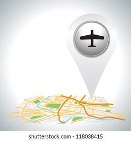 airplane pointer icon on map.