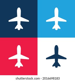 Airplane Pointing Up blue and red four color minimal icon set