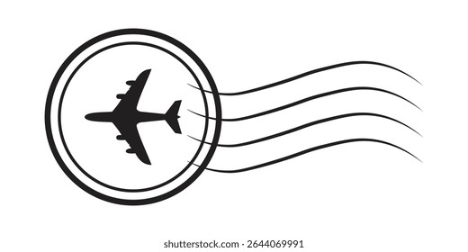 Airplane postage stamp silhouette design