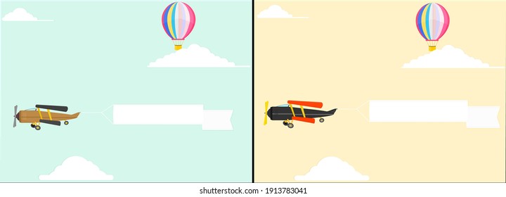  Airplane with poster is flying  in the sky