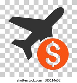 Airplane Price icon. Vector illustration style is flat iconic bicolor symbol, orange and gray colors, transparent background. Designed for web and software interfaces.