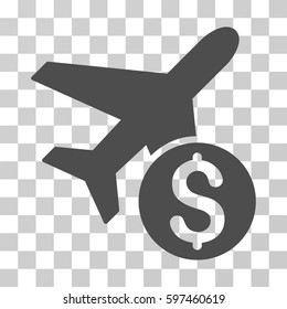 Airplane Price icon. Vector illustration style is flat iconic symbol, gray color, transparent background. Designed for web and software interfaces.