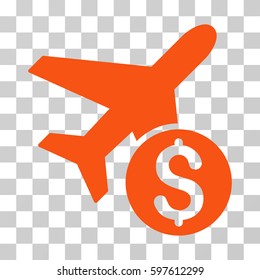 Airplane Price icon. Vector illustration style is flat iconic symbol, orange color, transparent background. Designed for web and software interfaces.