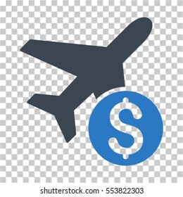 Airplane Price icon. Vector pictogram style is a flat symbol, color, chess transparent background. Designed for software and web interface toolbars and menus.