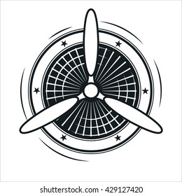 Airplane propeller emblem. Aviators club logo