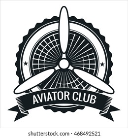 Airplane propeller emblem. Aviators club logo
