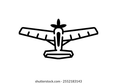 airplane with propeller in front icon isolated sign symbol vector illustration. high quality black style vector icons. thin line style object.