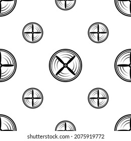 Airplane Propeller Icon Seamless Pattern, Airscrew, Aeroplane Engine Propeller Vector Art Illustration