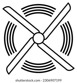 Airplane propeller icon, vector. Two-tone version on black and white background
