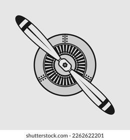Airplane propeller isolated on white background. Vector illustration