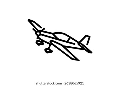 Airplane with a propeller on the front, linear icon. Line with editable stroke. vector illustration on white background. 