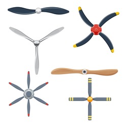 Airplane Propeller Set Vector Illustration Isolated On A White Background