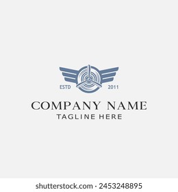 airplane propeller vector logo on white background