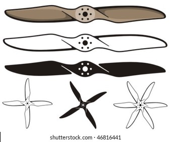 Airplane propellers. Vector graphic elements.