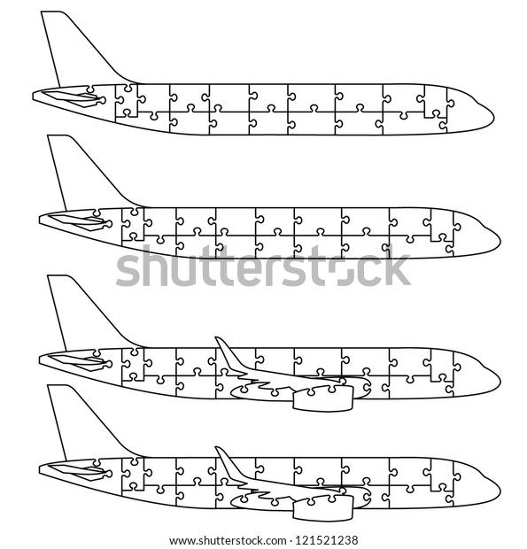 Airplane Puzzle Vector Art Stock Vector Royalty Free 121521238