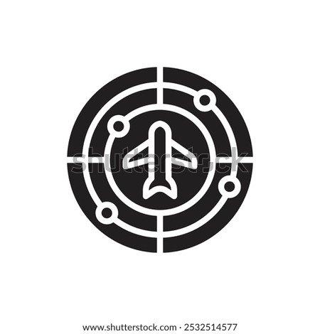 Airplane Radar Filled Icon Vector Illustration