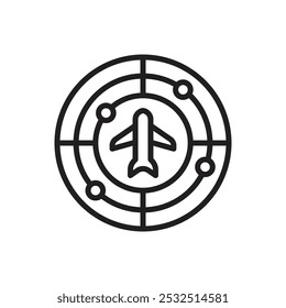 Airplane Radar Outline Icon Vector Illustration