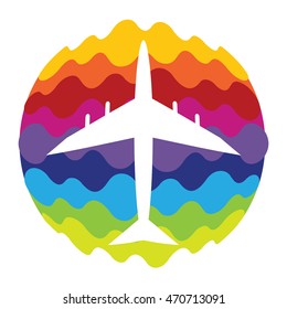 Airplane Rainbow Color Icon for Mobile Applications and Web EPS10