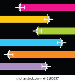 airplane realistic of illustration set background in colorful