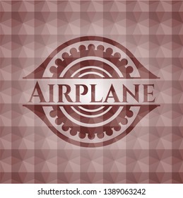 Airplane red badge with geometric pattern. Seamless.