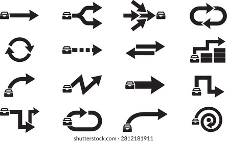 Airplane Refresh Loop Arrow Icons with Staircase Design