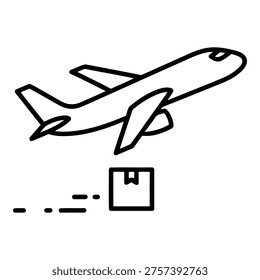 Airplane releasing package from sky