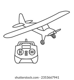 Airplane remote control toys vector icon, toys for all, Aeromodelling icon, remote pilot for jet aircraft radio control. Electric airplane toy, auto radio control, vector design and illustration,