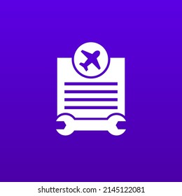 airplane repair list icon, vector