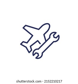 airplane repair service line icon with a wrench
