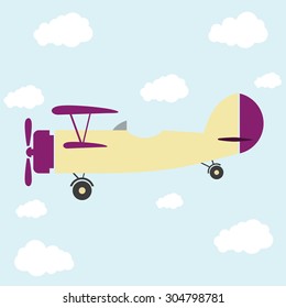 airplane retro and clouds