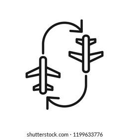 Airplane return flight icon. Simple flat design. Isolate on white background.