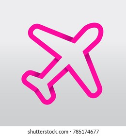 Airplane Ribbon Style Sign Icon 
