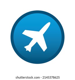 Airplane round media icon on white background - Vector illustration