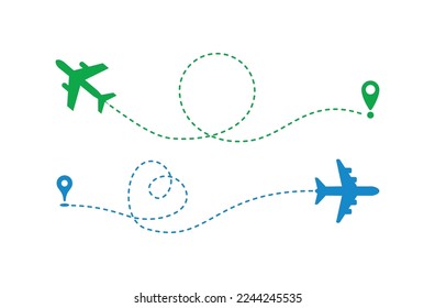 airplane route clipart of airline travel dotted line vector point icon