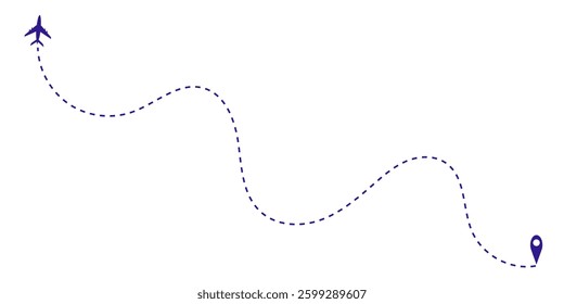 Airplane Route to Destination with Dotted Line Airplane routes set, Travel icon symbol, Travel 